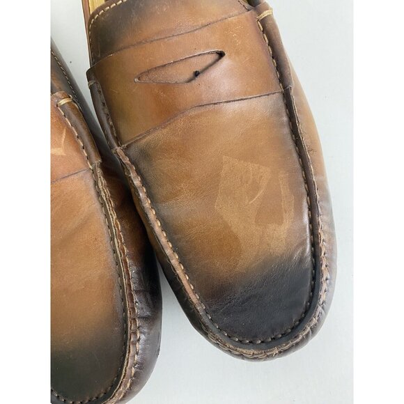 Scarpe Di Bianco SPQR Burnished Calf Driving Loafer Moc Brown Shoes US 9.5 Italy - Picture 13 of 13